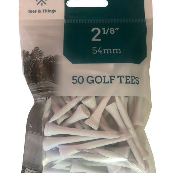 Bolsa de 50 tees de madera blancos de 54mm
