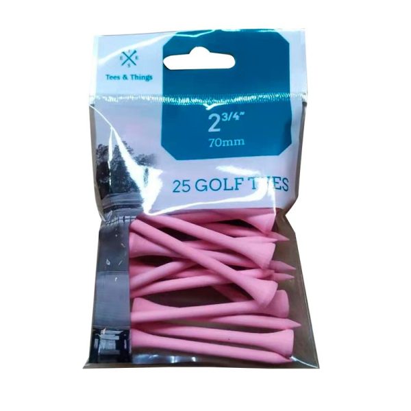Bolsa de 25 tees de madera rosas de 70mm